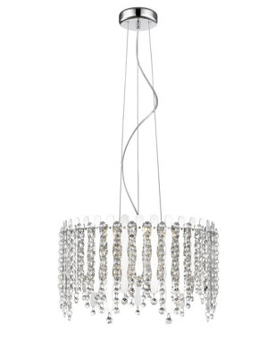 Luminosa Lighting Luminosa Belize 5 Light Led Chrome Crystal Pendant Ceiling Light from B&Q