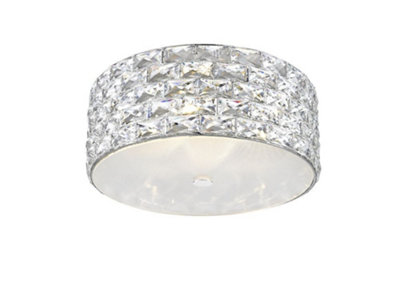 Luminosa Lighting Luminosa Aruba 5 Light Led Flush Ceiling Light Chrome Crystal Ceiling Light from B&Q
