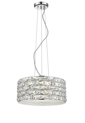 Luminosa Lighting Luminosa Aruba 4 Light Led Chrome Crystal Pendant Ceiling Light from B&Q
