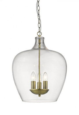 Luminosa Lighting Luminosa Nell 3 Light Antique Brass Dome Pendant Ceiling Light from B&Q