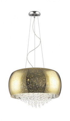 Luminosa Lighting Luminosa Luna 5 Light Gold Crystal Pendant Ceiling Light from B&Q