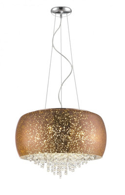 Luminosa Lighting Luminosa Luna 5 Light Copper Crystal Pendant Ceiling Light from B&Q