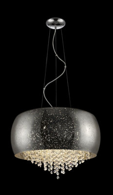 Luminosa Lighting Luminosa Luna 5 Light Chrome Crystal Pendant Ceiling Light from B&Q