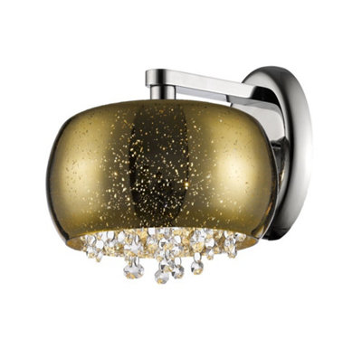 Luminosa Lighting Luminosa Luna 1 Light Wall Lamp Gold Crystal from B&Q