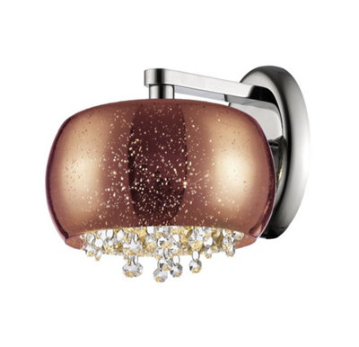 Luminosa Lighting Luminosa Luna 1 Light Wall Lamp Copper Crystal from B&Q