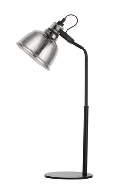 Luminosa Lighting Luminosa Ava 1 Light Table Lamp Smoke Glass Black from B&Q