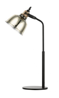 Luminosa Lighting Luminosa Ava 1 Light Table Lamp Gold Glass Black from B&Q