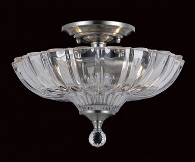 Luminosa Lighting Luminosa Dallas Satin Nickel Bowl Semi Flush Ceiling Light from B&Q