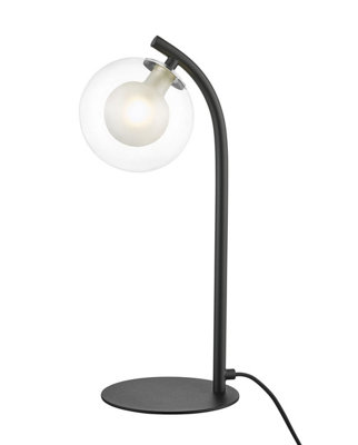 Luminosa Lighting Luminosa Remy 1 Light Table Lamp Chrome Black from B&Q