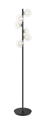 Luminosa Lighting Luminosa Remy 6 Light Floor Lamp Chrome Black from B&Q