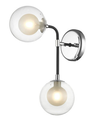 Luminosa Lighting Luminosa Remy 2 Light Wall Lamp Chrome Black from B&Q