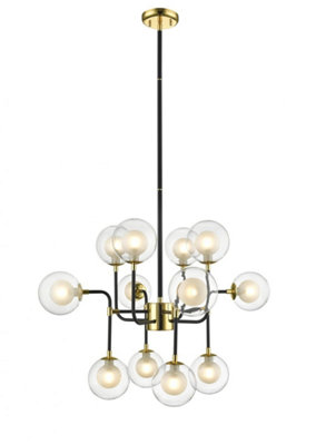 Luminosa Lighting Luminosa Remy 12 Light Pendant Ceiling Light Gold Black from B&Q