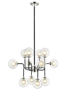 Luminosa Lighting Luminosa Remy 12 Light Pendant Ceiling Light Chrome Black from B&Q