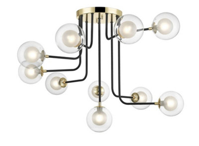 Luminosa Lighting Luminosa Remy 10 Light Ceiling Light Gold Black from B&Q