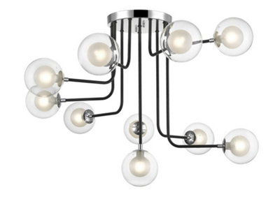 Luminosa Lighting Luminosa Remy 10 Light Ceiling Light Chrome Black from B&Q