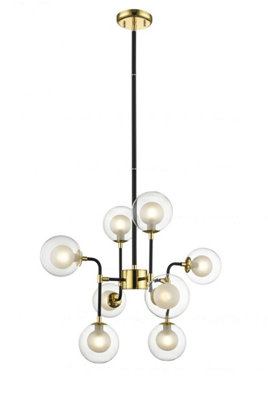 Luminosa Lighting Luminosa Remy 8 Light Pendant Ceiling Light Gold Black from B&Q