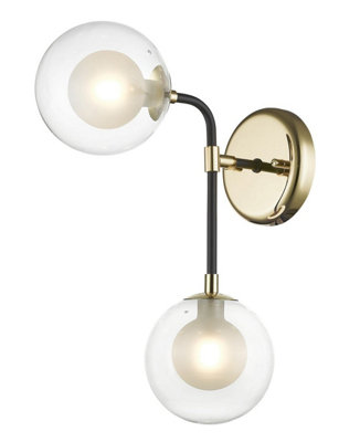 Luminosa Lighting Luminosa Remy 2 Light Wall Lamp Gold Black from B&Q