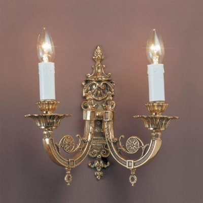 Luminosa Lighting Luminosa Chelsea Polished Brass Candle Wall Lamp from B&Q