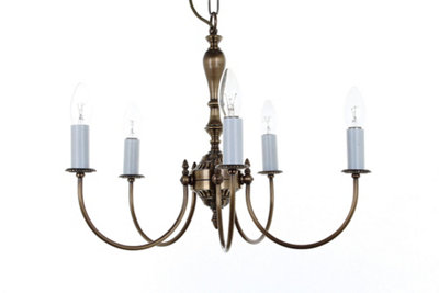 Luminosa Lighting Luminosa Solar Antique Brass 5 Arm Chandelier from B&Q