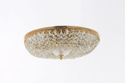 Luminosa Lighting Luminosa Hanover Semi-Flush Strass Gold Ceiling Light from B&Q