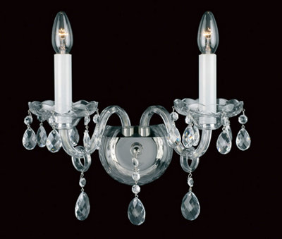 Luminosa Lighting Luminosa Dolni Crystal Nickel Candle Wall Lamp from B&Q