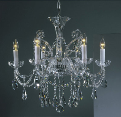 Luminosa Lighting Luminosa Bila Ornate Clear Glass 6 Arm Chandelier from B&Q