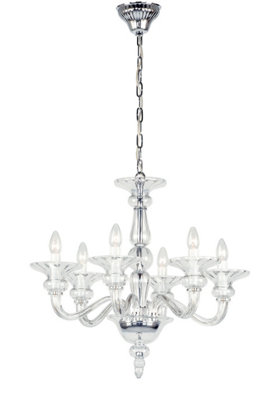 Luminosa Lighting Luminosa Zagreb Clear Glass Chrome 6 Arm Chandelier from B&Q