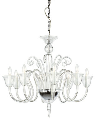 Luminosa Lighting Luminosa Saskia Curved Clear Glass 8 Arm Chandelier from B&Q
