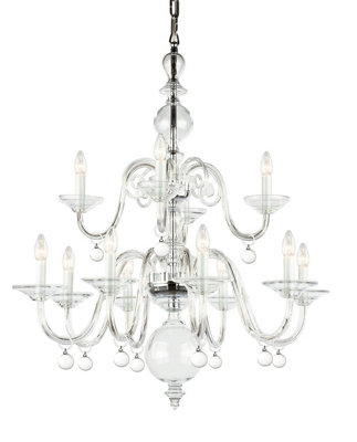 Luminosa Lighting Luminosa Padova Clear Glass Chrome 12 Arm Chandelier from B&Q