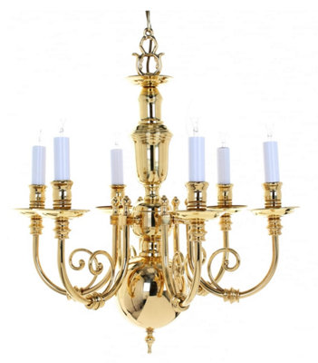 Luminosa Lighting Luminosa Beveren Polished Brass 6 Arm Chandelier from B&Q
