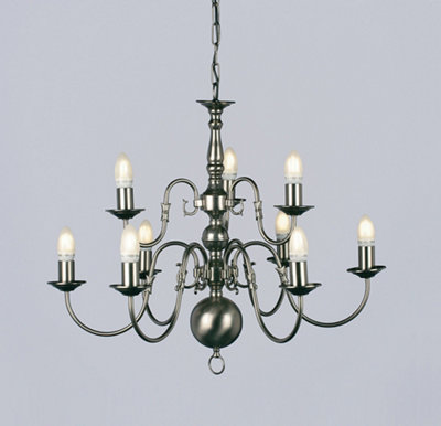 Luminosa Lighting Luminosa Flemish Pewter 9 Arm Chandelier from B&Q