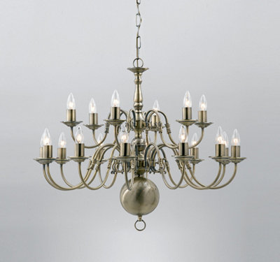 Luminosa Lighting Luminosa Flemish Antique Brass 18 Arm Chandelier from B&Q