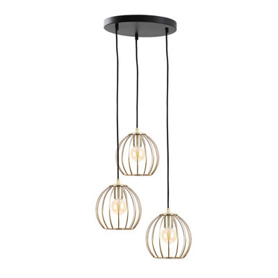 Luminosa Lighting Luminosa Globe Cluster Pendant Ceiling Light BlackGold30Cm3X E27 from B&Q