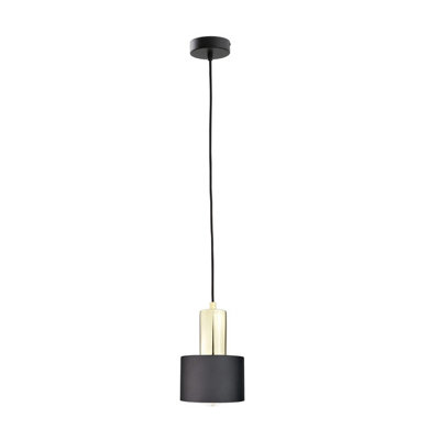 Luminosa Lighting Luminosa Luce Cylindrical Pendant Ceiling Light BlackGold15Cm1X E27 from B&Q