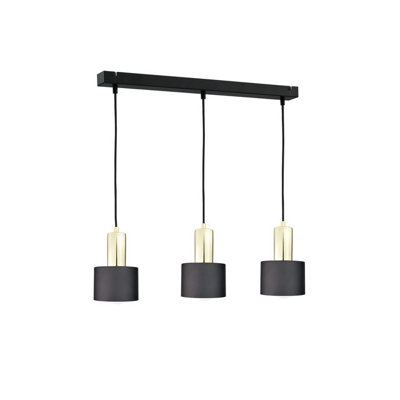Luminosa Lighting Luminosa Luce Bar Pendant Ceiling Light BlackGold60Cm3X E27 from B&Q
