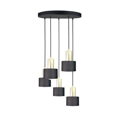 Luminosa Lighting Luminosa Luce Cluster Pendant Ceiling Light BlackGold45Cm5X E27 from B&Q