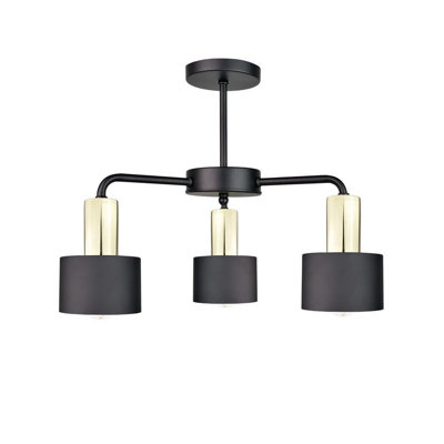 Luminosa Lighting Luminosa Luce Multi Arm Semi Flush Ceiling Light BlackGold44Cm3X E27 from B&Q