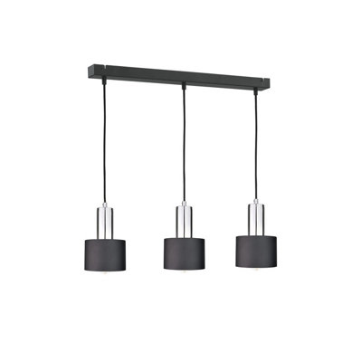 Luminosa Lighting Luminosa Luce Bar Pendant Ceiling Light BlackSilver60Cm3X E27 from B&Q