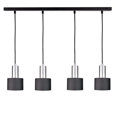 Luminosa Lighting Luminosa Luce Bar Pendant Ceiling Light BlackSilver100Cm4X E27 from B&Q