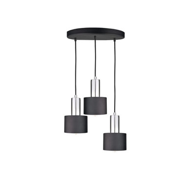 Luminosa Lighting Luminosa Luce Cluster Pendant Ceiling Light BlackSilver30Cm3X E27 from B&Q