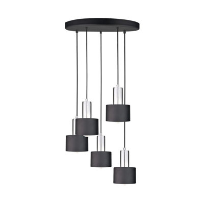 Luminosa Lighting Luminosa Luce Cluster Pendant Ceiling Light BlackSilver45Cm5X E27 from B&Q