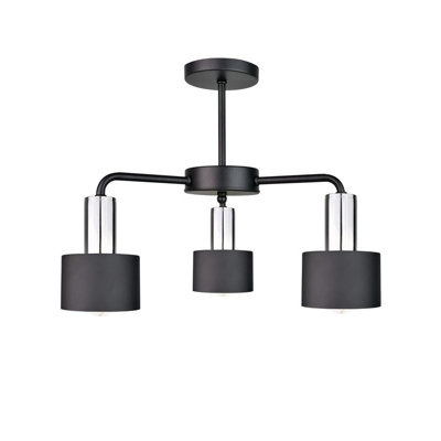 Luminosa Lighting Luminosa Luce Multi Arm Semi Flush Ceiling Light BlackSilver44Cm3X E27 from B&Q