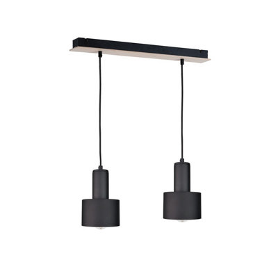 Luminosa Lighting Luminosa Luce Bar Pendant Ceiling Light BlackWood50Cm2X E27 from B&Q