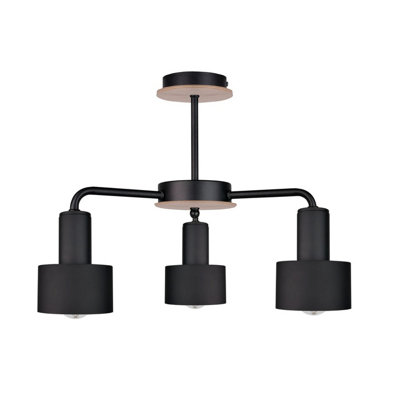 Luminosa Lighting Luminosa Luce Multi Arm Semi Flush Ceiling Light BlackWood44Cm3X E27 from B&Q
