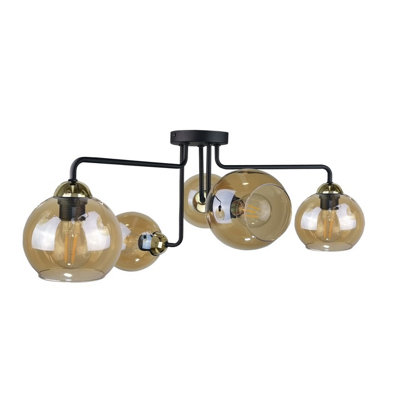 Luminosa Lighting Luminosa Monde Multi Arm Semi Flush Ceiling Light Gold70Cm5X E27 from B&Q