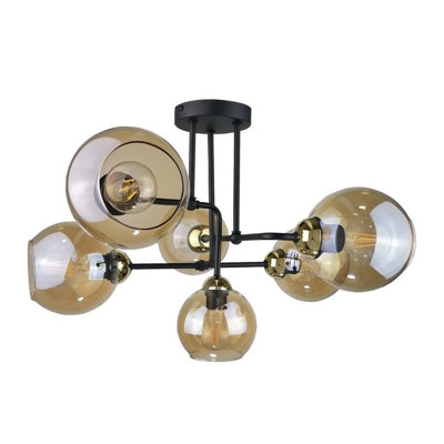 Luminosa Lighting Luminosa Monde Multi Arm Semi Flush Ceiling Light Gold55Cm6X E27 from B&Q