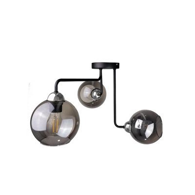Luminosa Lighting Luminosa Cosmo Multi Arm Semi Flush Ceiling Light BlackSilver50Cm3X E27 from B&Q