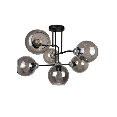 Luminosa Lighting Luminosa Cosmo Multi Arm Semi Flush Ceiling Light BlackSilver55Cm6X E27 from B&Q