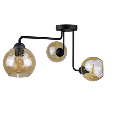 Luminosa Lighting Luminosa Monde Multi Arm Semi Flush Ceiling Light Black50Cm3X E27 from B&Q