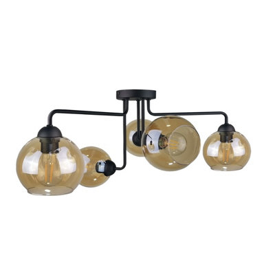Luminosa Lighting Luminosa Monde Multi Arm Semi Flush Ceiling Light Black70Cm5X E27 from B&Q